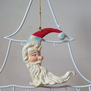 Vintage Crescent Moon Santa Christmas Tree Ornament